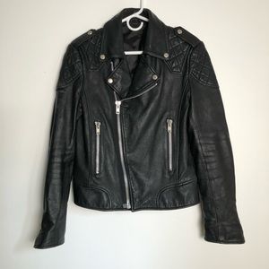 Skinny leather biker jacket